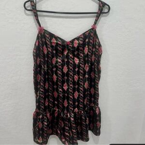 Floral Black and Pink Women's Top